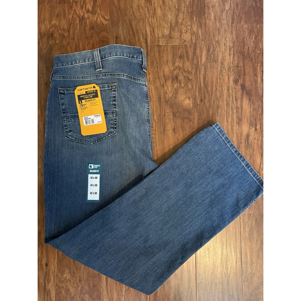 NEW Carhartt Rugged Flex Jeans Men's 42x30 Blue Relaxed Stretch BD2804-M NWT